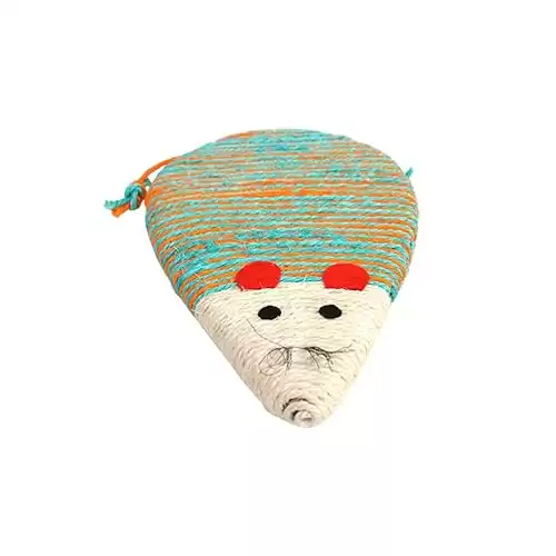 Balacoo Cats Scratcher Toy Colorful Mouse Shape Scratch Board Sisal Rope Round Design Cat Scratching Pad Natural Scratching Instinct Save (Random Color)