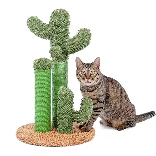 PAWZ Road Cactus Scratching Posts, Creative Cat Tree design, 3 Posts in 1 Set, Brown, M 53cm